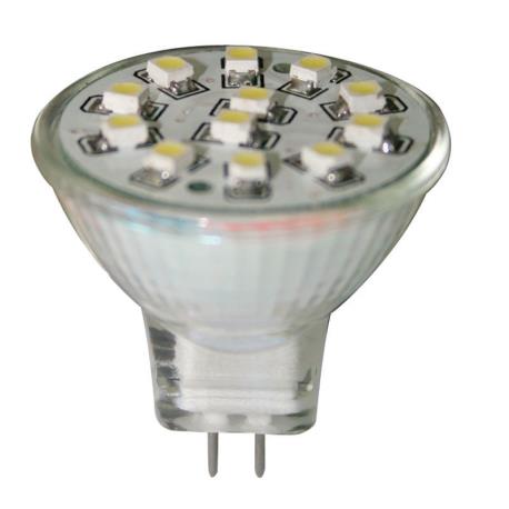 Λαμπάκι LED, 12V, MR11, G4, ψυχρό λευκό - 12 SMDs