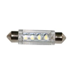 Λαμπάκι LED, 12V, T11, SV8.5-8, 41mm, ψυχρό λευκό - 4 LEDs